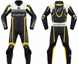 ชุดแข่งรถมอเตอร์ไซค์พรีเมียมหนังวัว/หนังจิงโจ้ พร้อมอุปกรณ์ป้องกัน CE Armor Protection Approved Gear - Product Image 1