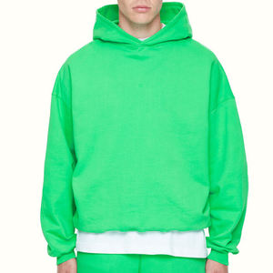 เสื้อสเวตเชิ้ตมีฮู้ดสีดำขนาดใหญ่พิเศษสำหรับผู้ชาย ทรงปกติ ผ้าฝ้ายฟลีซ สีพื้น ใส่ได้ในฤดูใบไม้ร่วง - Product Image 3