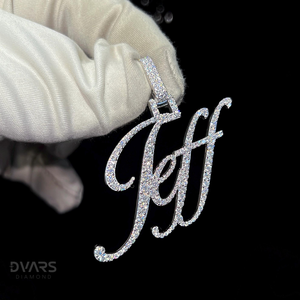 Pendentif personnalisé en argent sterling 925 plaqué or avec initiale en diamant Dvars, bijoux de luxe hip-hop sertis de moissanite, nom personnalisé - Product Image 2