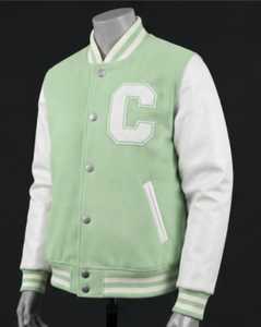 เสื้อแจ็คเก็ตวาร์ซิตี้สีฟ้าอ่อนสำหรับผู้ชาย ปักตัวอักษรสีขาวด้านหน้า ทรงปกติ - Product Image 2