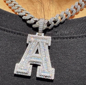 Luxury Moissanite Letter A Pendant 925 <b>Silver</b> <b>Necklace</b> Iced Out Alphabet Charm Sparkling Statement Fashion Jewelry Piece - Product Image 6
