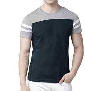 Men's <b>Half</b> <b>Sleeve</b> <b>T</b>-<b>Shirt</b> with Front Logo O-Neck Regular Fit Casual Jersey 100% Cotton <b>Shirt</b> Contrast Trim Solid Design Regular - Product Image 1