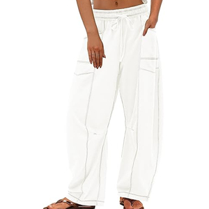 Pantalon de jogging décontracté d'été pour femme, taille haute, coupe ample, avec cordon de serrage, jambe large, style streetwear, vente en gros - Product Image 6