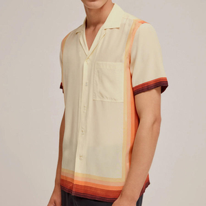 Camiseta Casual de Manga Corta para Hombre, con Degradado de Color, Corte Holgado, con Ribete en Contraste y Tejido de Tela - Product Image 5