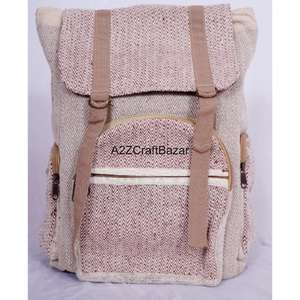 Sac à dos artisanal unisexe de taille moyenne en toile 100% coton, léger, vintage, 20L, avec fermeture à glissière et boucle, idéal pour la natation et le camping - Product Image 1