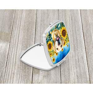 <b>Compact</b> Folding Handheld Makeup <b>Mirror</b> Labrador Retriever and Sunflowers Decorative Travel <b>Mirror</b> Gift for Women and Girls - Product Image 2