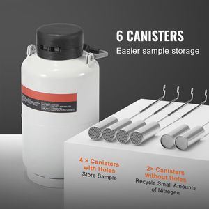 Contenitore per Azoto Liquido in Lega di Alluminio da 3 L, Serbatoio LN2 con 6 Contenitori, Attrezzatura di Refrigerazione da Laboratorio con Borsa e Cinghie per il Trasporto - Product Image 5
