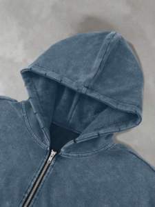 Sudaderas con capucha vintage para hombre, estilo acid wash, oversize, con cremallera, doble capucha, hombros caídos, manga larga, estilo streetwear. - Product Image 5