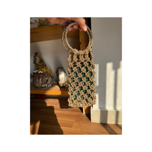 Top Selling Handmade Beaded Macramé <b>Mini</b> Bag Boho Style Open-Weave Purse with Decorative Knots Perfect for Smartphones - Product Image 4