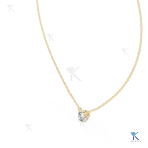 Collar Solitario con Diamante Cultivado en Laboratorio, Oro Sólido de 14K/18K, Elegante Engaste de Tulipán, Regalo de Lujo para Boda, Aniversario o Uso Diario - Product Image 4