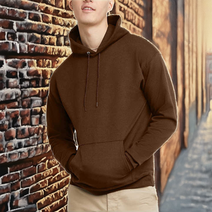Sweat-shirt à capuche pour homme, 100% coton molletonné, couleur unie, avec poche, décontracté, hiver, respirant, coupe classique, tricoté - Product Image 2