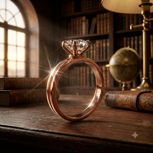 Bague de fiançailles solitaire de luxe en or rose à taille ronde pour femme, bijou classique pour mariage, promesse ou anniversaire - Product Image 1