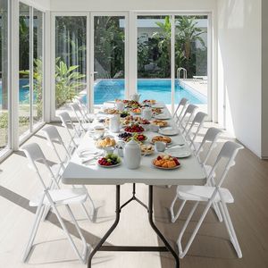 Set di 10 Sedie Pieghevoli in Plastica di Qualità Commerciale, Portatili e Impilabili per Eventi Interni ed Esterni, Feste in Casa e Picnic - Product Image 3