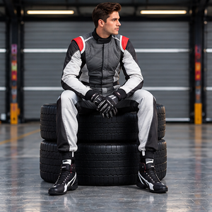 Men's Full Sleeve Motorcycle Racing Suit Gray White Red Blocked Polyester/Nylon Quick Dry <b>Waterproof</b> Breathable <b>All</b> Seasons - Product Image 5