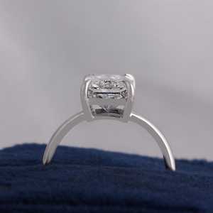 Glamour Choice Womens Rhodium 925 Sterling <b>Silver</b> <b>Emerald</b> Cut 1.50 Ct Lab Grown Diamond Classic Wedding <b>Ring</b> Sparkling Jewelry - Product Image 1