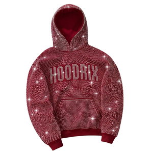 Sudadera con Capucha Personalizada de Fábrica Directa con Pedrería, Brillante y Adornada con Cristales, de Forro Polar, a la Moda, Venta al por Mayor a Granel - Product Image 2