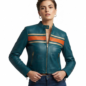 Chaqueta Varsity de Cuero Genuino Hecha a Medida para Mujer, Talla Grande, Transpirable, Estilo Urbano, Ropa de Abrigo de Moda para Primavera y Otoño - Product Image 3