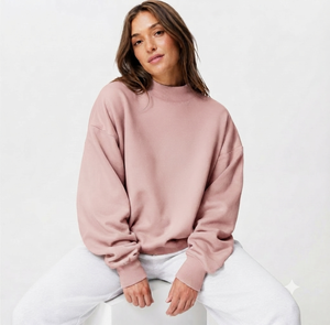 OEM Custom <b>Women</b> Oversized Mockneck Sweatshirt Premium Heavy Cotton French Terry Loose Fit Streetwear Winter Pullover <b>Top</b> - Product Image 1