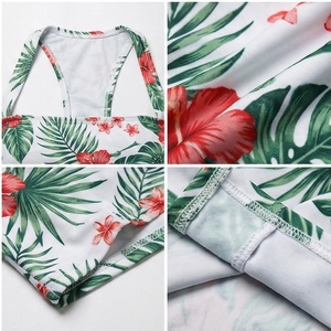 KICHIROO Ensemble tankini 2 pièces à imprimé floral pour femme avec haut court et jupe en mousseline de soie, col carré, respirant - Product Image 4