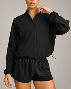 Top Selling Custom Logo Black <b>Women</b> <b>Jacket</b> & Pant Four-Way Stretch <b>Women</b> Tracksuits <b>Lightweight</b> Sweat-Wicking <b>Womens</b> Jogging Set - Product Image 2