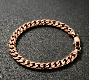Pulsera de Eslabones Cubanos de Plata de Ley 925 Chapada en Oro Estilo Hip Hop |   Cadena de eslabones de 8 mm |   Cierre de Langosta |   Regalo Unisex - Product Image 1