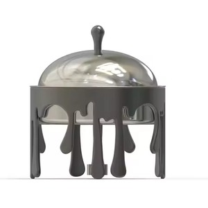 Casserole en acier inoxydable avec revêtement en émail doré, design luxueux, compatible avec les plaques à induction, support chauffe-plats, couvercle en dôme, pour la maison - Product Image 2