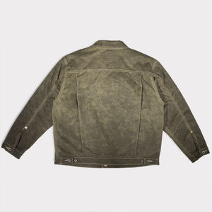 Chaqueta de Hombre de Lona Vaquera Gruesa Personalizada, Abrigo de Invierno con Lavado Vintage y Cuello Redondo, Forro de Algodón - Product Image 2