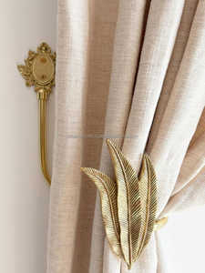 Antique Gold Curved Curtain Holdback with Floral Design and Bow Detail Decorative Window Hardware - Product Image 6