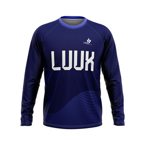 T-shirt de sport à manches longues et col rond personnalisé par sublimation, à compression, séchage rapide, pour entraînement athlétique et fitness, haut de loisirs pour homme - Product Image 2