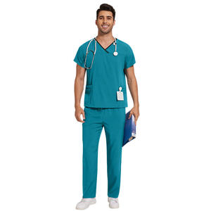Ensemble de Blouses Médicales Unisexe en Tissu Coton Tissé, Col en V, Manches Courtes, Uniformes d'Infirmière, Tenues de Travail Hospitalières, Blouse de Soins de Santé – Vente en Gros - Product Image 3