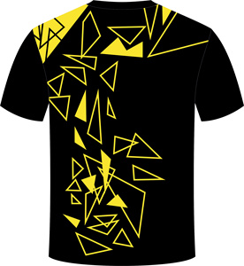 T-shirt unisexe à manches courtes col en V imprimé par transfert thermique avec logo, motif géométrique, en polyester anti-humidité - Product Image 2