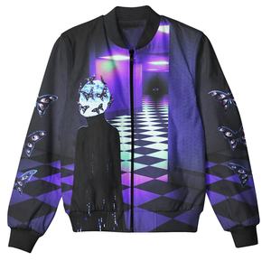 Chaquetas de bombardero de otoño clásicas con cremallera completa personalizadas recién llegadas tamaño personalizado con patrón impreso chaqueta clásica de moda larga - Product Image 6