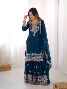 Lovely Sharara <b>Set</b> Pretty Festive <b>Set</b> Golden Grace Celebration Style for women best for <b>weeding</b> engagement season looks Luxury - Product Image 2