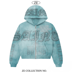 Sudadera con capucha para mujer, 380 GSM, algodón y poliéster de primera calidad, forro polar lavado, azul cielo, gruesa, con logotipo personalizado en relieve. - Product Image 1