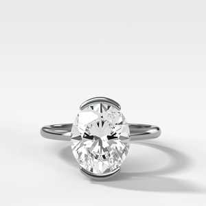 Real Solid Gold 10K 14K 18K IGI Oval <b>Ring</b> Half Bezel <b>Solitaire</b> 4ct Open Side Lab Diamond Anniversary <b>Ring</b> Factory Wholesale - Product Image 4
