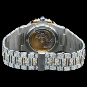 นาฬิกาควอตซ์แฟชั่นฮิปฮอปผู้ชายแบบกำหนดเองได้  ตัวเรือนทรงเหลี่ยมขายดีที่สุด  พร้อมคุณสมบัติวันที่อัตโนมัติ  เพชรโมอิสซาไนต์  สองสี - Product Image 5