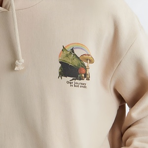 Beige Casual <b>Hoodie</b> With Subtle Artistic Print Relaxed Fit Minimal Streetwear <b>Soft</b> Fabric Everyday Comfort Modern Lifestyle Look - Product Image 3