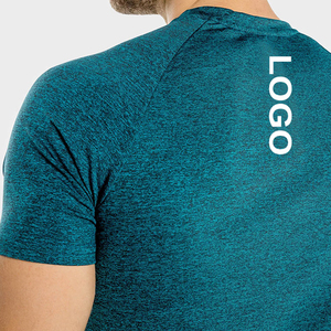 T-shirt en jersey de polyester à manches courtes pour homme, col rond, couleur unie, coupe ajustée, décontracté, longueur normale, séchage rapide, idéal pour la gym - Product Image 3