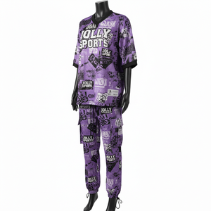 Women Premium GSM <b>Mesh</b> Fabric Jersey Pant <b>Set</b> Purple Graphic Sublimation Custom Logo Outfit <b>Mesh</b> Jersey and pant Women's <b>Sets</b> - Product Image 4