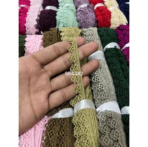 Floral Design Cotton Lace for Dupatta Decoration <b>Garment</b> & <b>Processing</b> <b>Accessories</b> Fashionable Lace For Lehenga Sarees Decor - Product Image 6