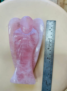 Grande décoration artisanale en cristal de quartz rose, ange de poche pour la maison, la voiture et le bureau - Product Image 5