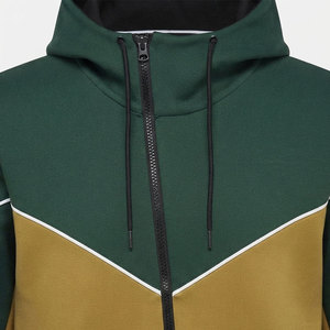 <b>Men's</b> Casual <b>Zip</b> Hoodie 100% Cotton Solid Fleece Long Sleeve Hooded <b>Top</b> Durable Fabric Contemporary Urban Style OEM Production - Product Image 4