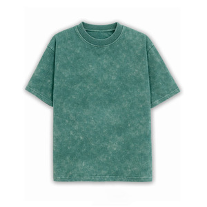 Camiseta negra con lavado ácido, 240 GSM, algodón, gráfico desgastado, pedrería, dobladillo sin rematar, logotipo personalizado, 100% algodón, para hombre, corte holgado - Product Image 3