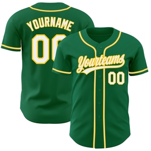 Maillot de baseball authentique vert et or-blanc personnalisé pour l'industrie manufacturière en gros - Product Image 1