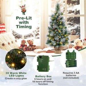 3 FT Pre-illuminato Mini albero di natale artificiale per piccoli spazi o decorazioni per ufficio - Product Image 6