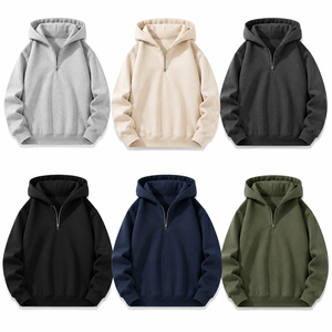 Custom Regular Fit Half <b>Zip</b> Hoodie 100% Cotton Heavyweight Fleece Eco-Friendly Pullover Sweatshirt for Men & Women OEM ODM - Product Image 6