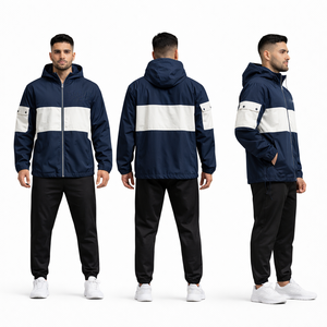 Veste imperméable rouge métallique personnalisée, légère, coupe-vent, avec capuche, pour activités de plein air, vestes pour hommes - Product Image 2