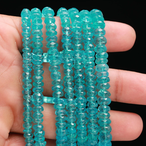 Cuentas Rondelle facetadas de apatita de cielo Natural AAA +, piedras preciosas sueltas de 6mm para la fabricación de joyas - Product Image 4