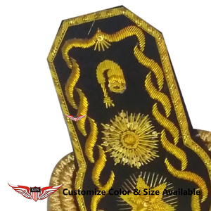 KEW - Epaulettes de Hombro de Tela Negra con Bordado Dorado y Flecos Dorados, Accesorio Decorativo de Lujo - Product Image 2