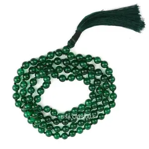 Collier de perles de Mala en onyx vert naturel, vente en gros, 108 perles de méditation, exercice spirituel, boule folklorique pour femmes